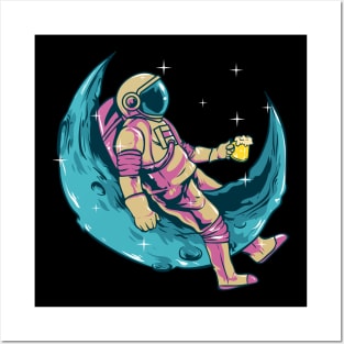 Astronaut Drinking Beer In Space Science Posters and Art